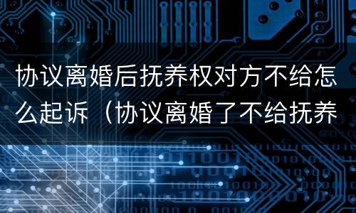 协议离婚后抚养权对方不给怎么起诉（协议离婚了不给抚养费有什么后果）