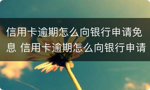 信用卡逾期怎么向银行申请免息 信用卡逾期怎么向银行申请免息还本