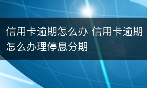 信用卡逾期怎么办 信用卡逾期怎么办理停息分期