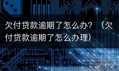 欠付贷款逾期了怎么办？（欠付贷款逾期了怎么办理）