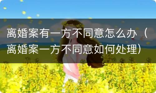 离婚案有一方不同意怎么办（离婚案一方不同意如何处理）