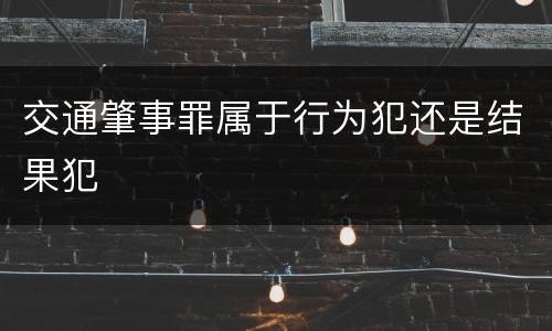 交通肇事罪属于行为犯还是结果犯