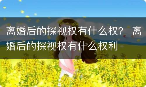 离婚后的探视权有什么权？ 离婚后的探视权有什么权利
