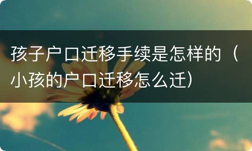 孩子户口迁移手续是怎样的（小孩的户口迁移怎么迁）