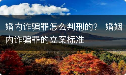 婚内诈骗罪怎么判刑的？ 婚姻内诈骗罪的立案标准