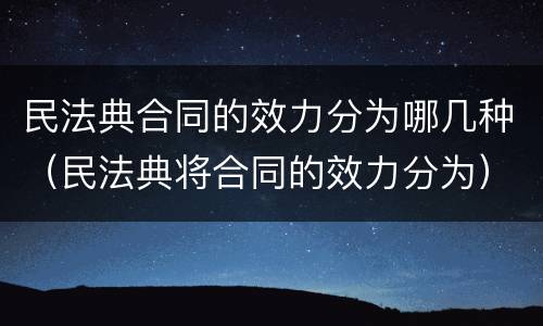 民法典合同的效力分为哪几种（民法典将合同的效力分为）