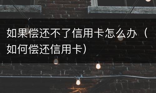 如果偿还不了信用卡怎么办（如何偿还信用卡）