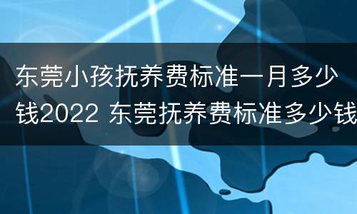 东莞小孩抚养费标准一月多少钱2022 东莞抚养费标准多少钱一个月