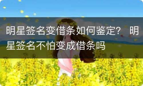 明星签名变借条如何鉴定？ 明星签名不怕变成借条吗