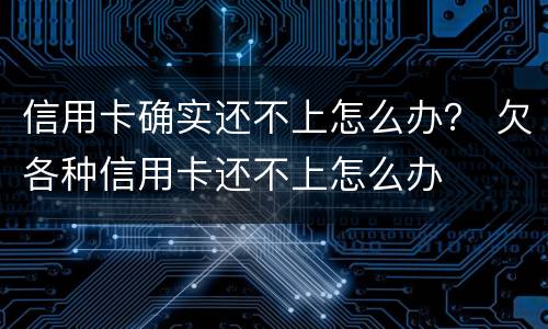 信用卡确实还不上怎么办？ 欠各种信用卡还不上怎么办