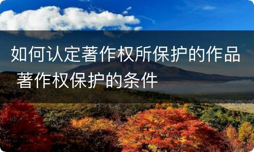 如何认定著作权所保护的作品 著作权保护的条件
