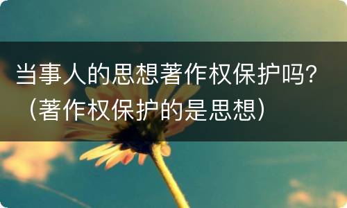 当事人的思想著作权保护吗？（著作权保护的是思想）