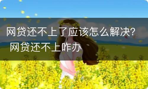 网贷还不上了应该怎么解决？ 网贷还不上咋办