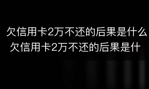 欠信用卡2万不还的后果是什么 欠信用卡2万不还的后果是什么意思