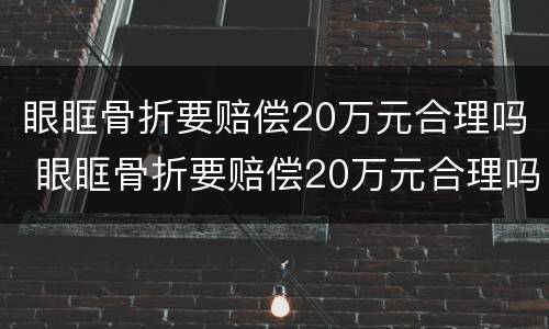 眼眶骨折要赔偿20万元合理吗 眼眶骨折要赔偿20万元合理吗视频