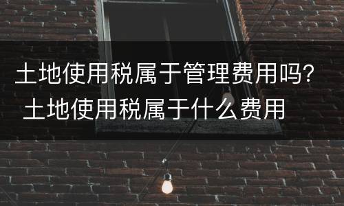 土地使用税属于管理费用吗？ 土地使用税属于什么费用