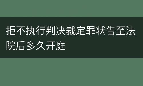 拒不执行判决裁定罪状告至法院后多久开庭