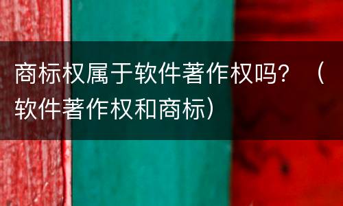商标权属于软件著作权吗？（软件著作权和商标）
