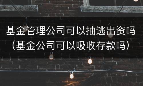 基金管理公司可以抽逃出资吗（基金公司可以吸收存款吗）
