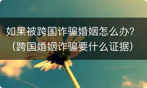 如果被跨国诈骗婚姻怎么办？（跨国婚姻诈骗要什么证据）