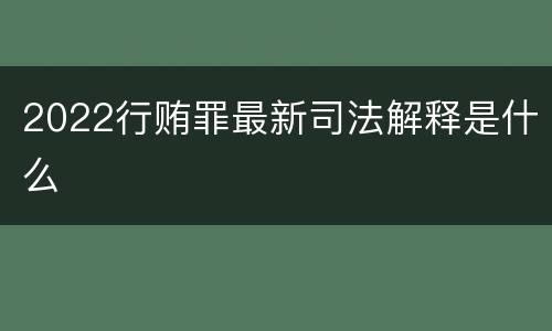 2022行贿罪最新司法解释是什么