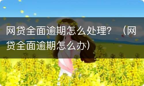 网贷全面逾期怎么处理？（网贷全面逾期怎么办）