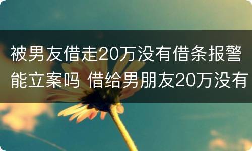 被男友借走20万没有借条报警能立案吗 借给男朋友20万没有借条没还怎么办
