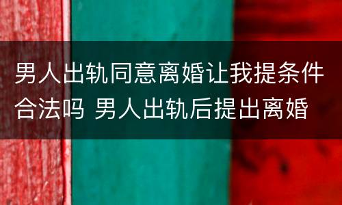 男人出轨同意离婚让我提条件合法吗 男人出轨后提出离婚