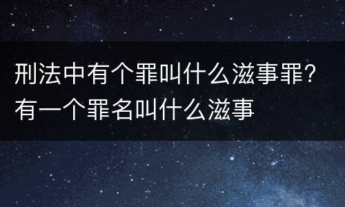 刑法中有个罪叫什么滋事罪? 有一个罪名叫什么滋事