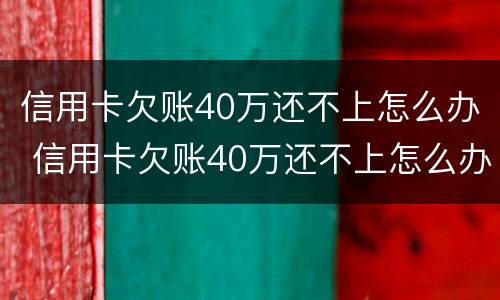 信用卡欠账40万还不上怎么办 信用卡欠账40万还不上怎么办呀