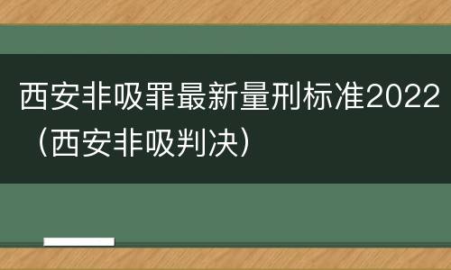西安非吸罪最新量刑标准2022（西安非吸判决）