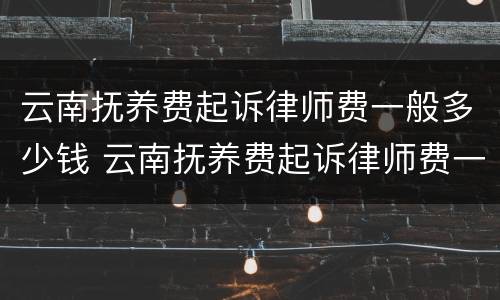 云南抚养费起诉律师费一般多少钱 云南抚养费起诉律师费一般多少钱啊