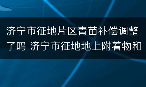 济宁市征地片区青苗补偿调整了吗 济宁市征地地上附着物和青苗补偿标准