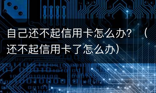 自己还不起信用卡怎么办？（还不起信用卡了怎么办）