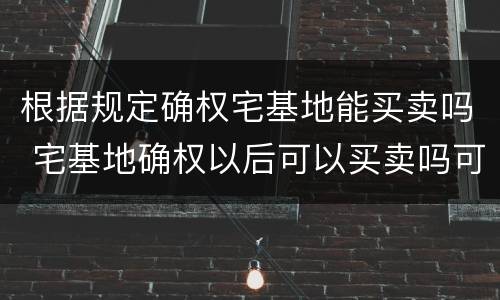 根据规定确权宅基地能买卖吗 宅基地确权以后可以买卖吗可以卖吗