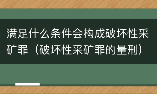 满足什么条件会构成破坏性采矿罪（破坏性采矿罪的量刑）