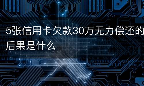 5张信用卡欠款30万无力偿还的后果是什么