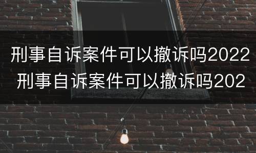 刑事自诉案件可以撤诉吗2022 刑事自诉案件可以撤诉吗2022年8月