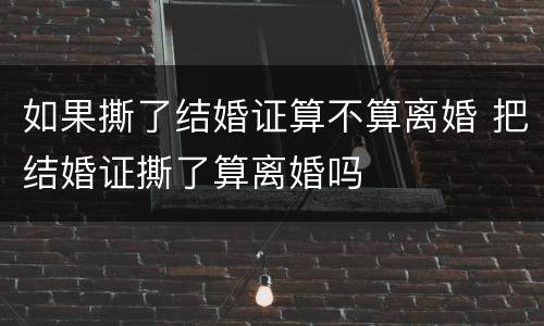 如果撕了结婚证算不算离婚 把结婚证撕了算离婚吗