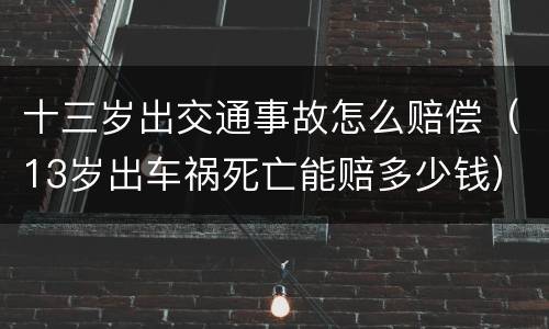 十三岁出交通事故怎么赔偿（13岁出车祸死亡能赔多少钱）