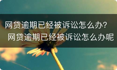 网贷逾期已经被诉讼怎么办？ 网贷逾期已经被诉讼怎么办呢