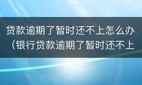 贷款逾期了暂时还不上怎么办（银行贷款逾期了暂时还不上怎么办）