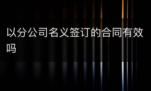 以分公司名义签订的合同有效吗