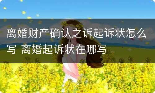 离婚财产确认之诉起诉状怎么写 离婚起诉状在哪写