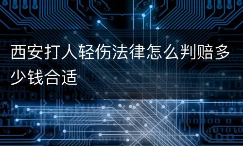 西安打人轻伤法律怎么判赔多少钱合适