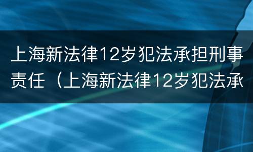 上海新法律12岁犯法承担刑事责任（上海新法律12岁犯法承担刑事责任吗）