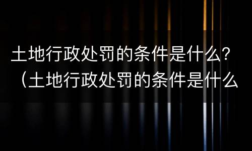 土地行政处罚的条件是什么？（土地行政处罚的条件是什么呢）