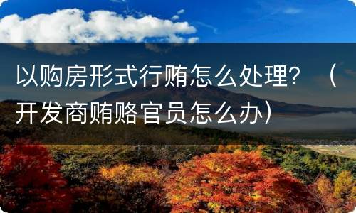 以购房形式行贿怎么处理？（开发商贿赂官员怎么办）