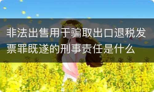非法出售用于骗取出口退税发票罪既遂的刑事责任是什么