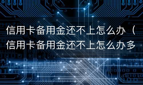 信用卡备用金还不上怎么办（信用卡备用金还不上怎么办多久会起诉）